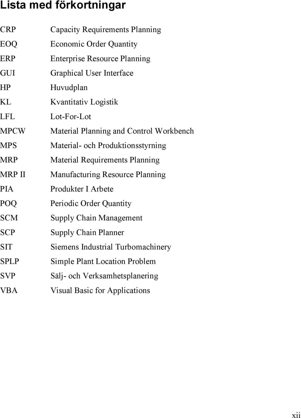 Material- och Produktionsstyrning Material Requirements Planning Manufacturing Resource Planning Produkter I Arbete Periodic Order Quantity Supply