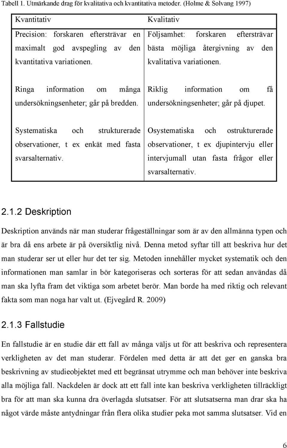 Riklig information om få undersökningsenheter; går på djupet. Systematiska och strukturerade observationer, t ex enkät med fasta svarsalternativ.