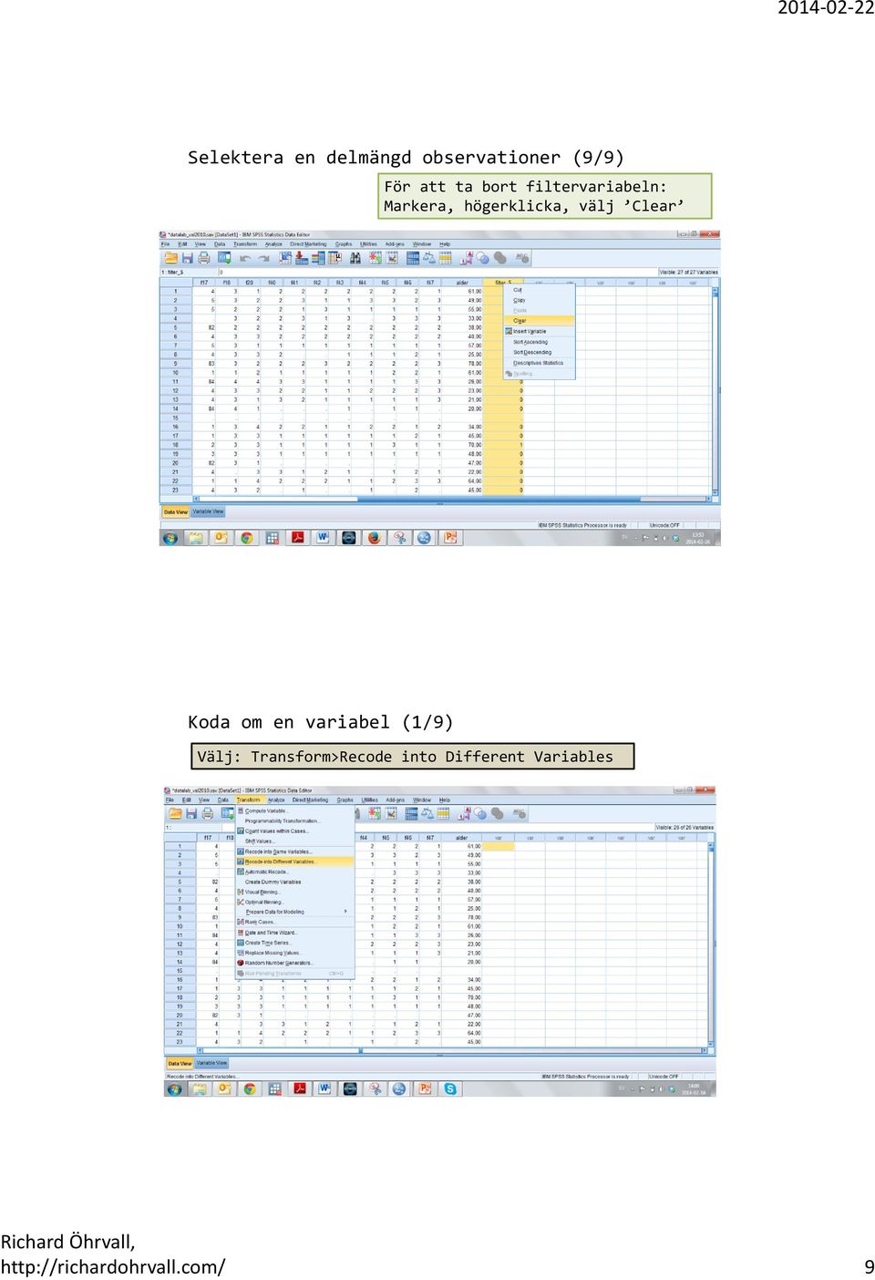 Clear Koda om en variabel (1/9) Välj: