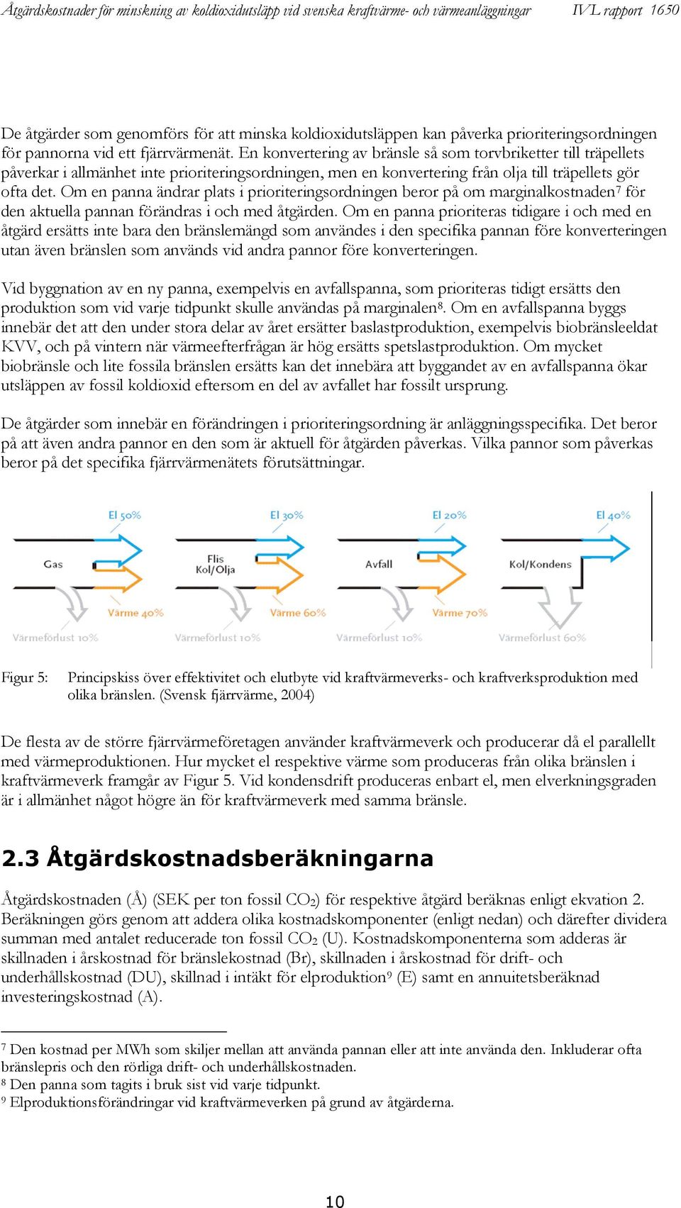 Om en panna ändrar plats i prioriteringsordningen beror på om marginalkostnaden 7 för den aktuella pannan förändras i och med åtgärden.