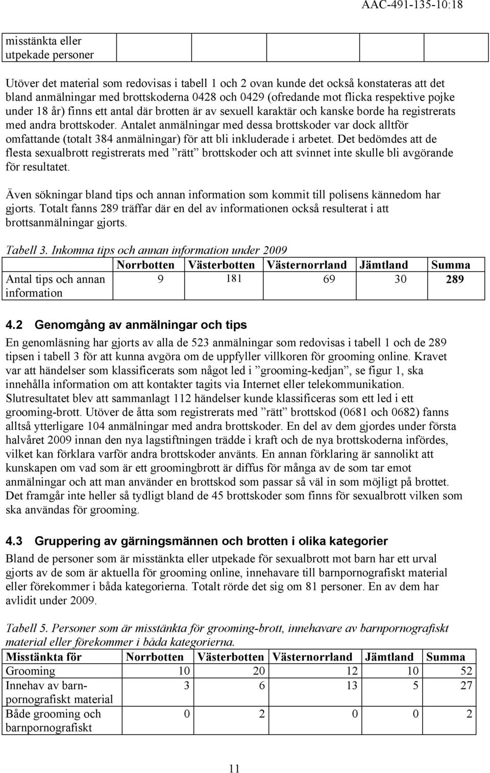 Antalet anmälningar med dessa brottskoder var dock alltför omfattande (totalt 384 anmälningar) för att bli inkluderade i arbetet.