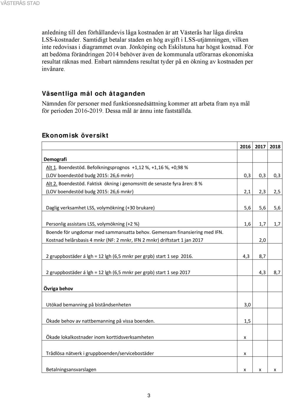 Enbart nämndens resultat tyder på en ökning av kostnaden per invånare. Väsentliga mål och åtaganden Nämnden för personer med funktionsnedsättning kommer att arbeta fram nya mål för perioden 2016-2019.