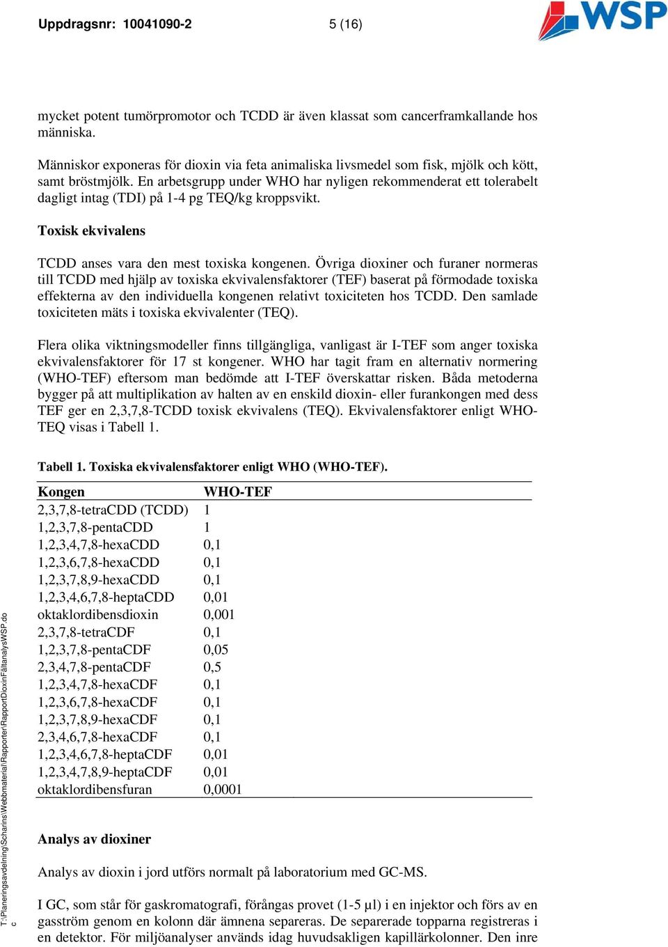 En arbetsgrupp under WHO har nyligen rekommenderat ett tolerabelt dagligt intag (TDI) på 1-4 pg TEQ/kg kroppsvikt. Toxisk ekvivalens TCDD anses vara den mest toxiska kongenen.