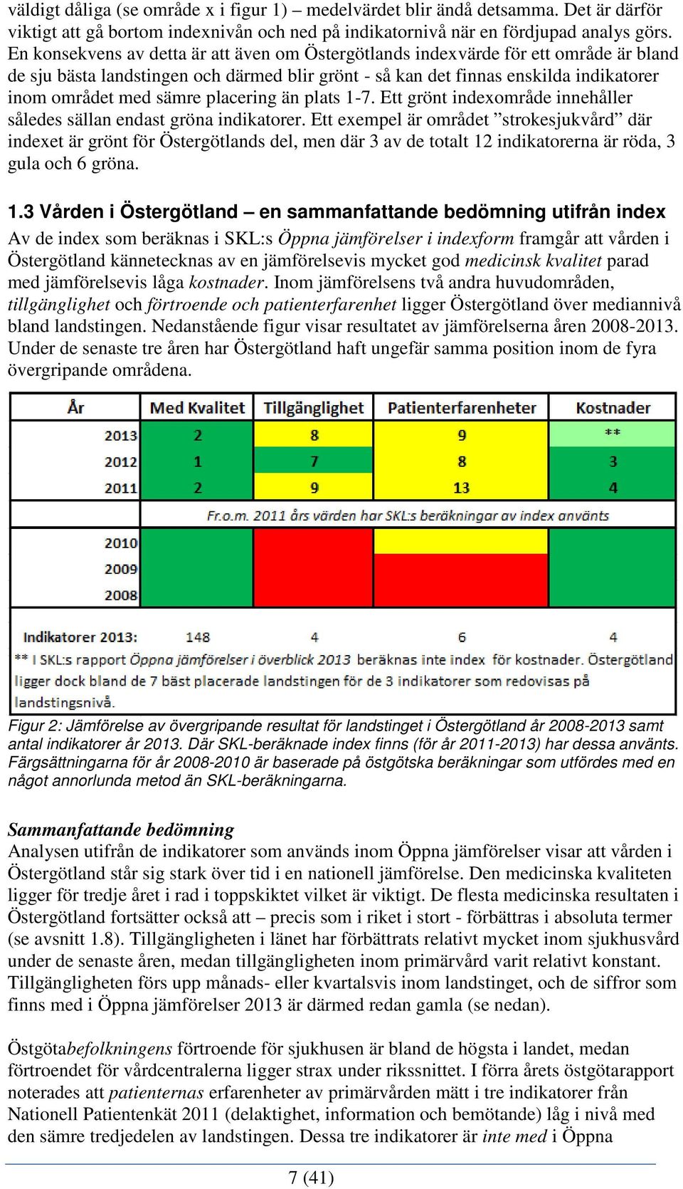 placering än plats 1-7. Ett grönt indexområde innehåller således sällan endast gröna indikatorer.