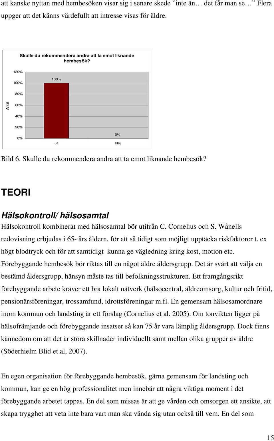 TEORI Hälsokontroll/ hälsosamtal Hälsokontroll kombinerat med hälsosamtal bör utifrån C. Cornelius och S.