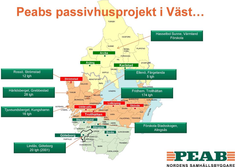 MUNKEDAL ORUST TJÖRN DALS-ED Uddevalla Trollhättan Stenungsund KUNGÄLV ALE VÄNERSBORG HÄRRYDA MÖLNDAL MELLERUD GRÄSTORP Alingsås LERUM ÅMÅL ESS- UNGA VÅR- GÅRDA VÄNERN Lidköping VARA HERR- LJUNGA