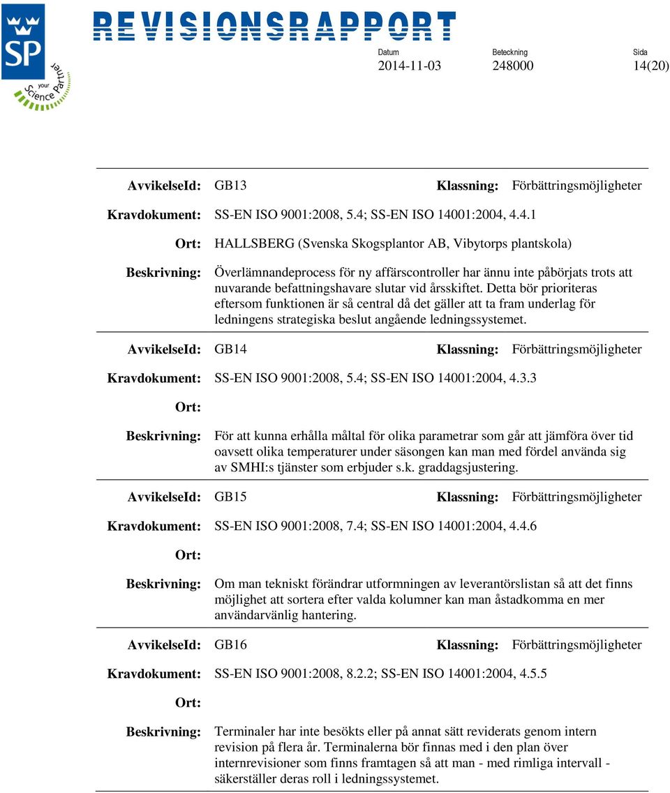 Detta bör prioriteras eftersom funktionen är så central då det gäller att ta fram underlag för ledningens strategiska beslut angående ledningssystemet.