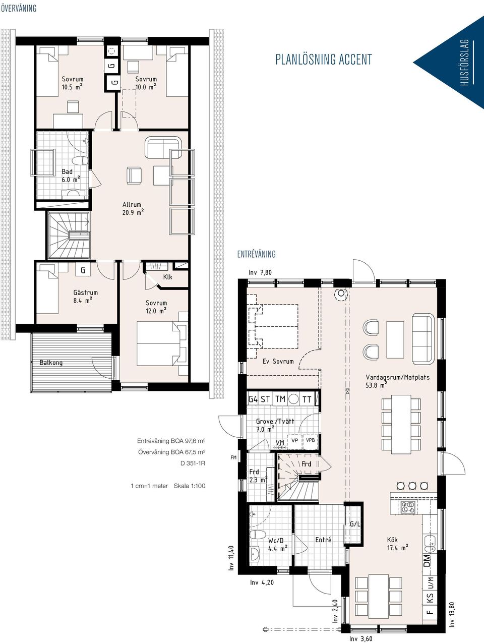 BOA 97,6 m² Övervåning BOA 67,5 m²