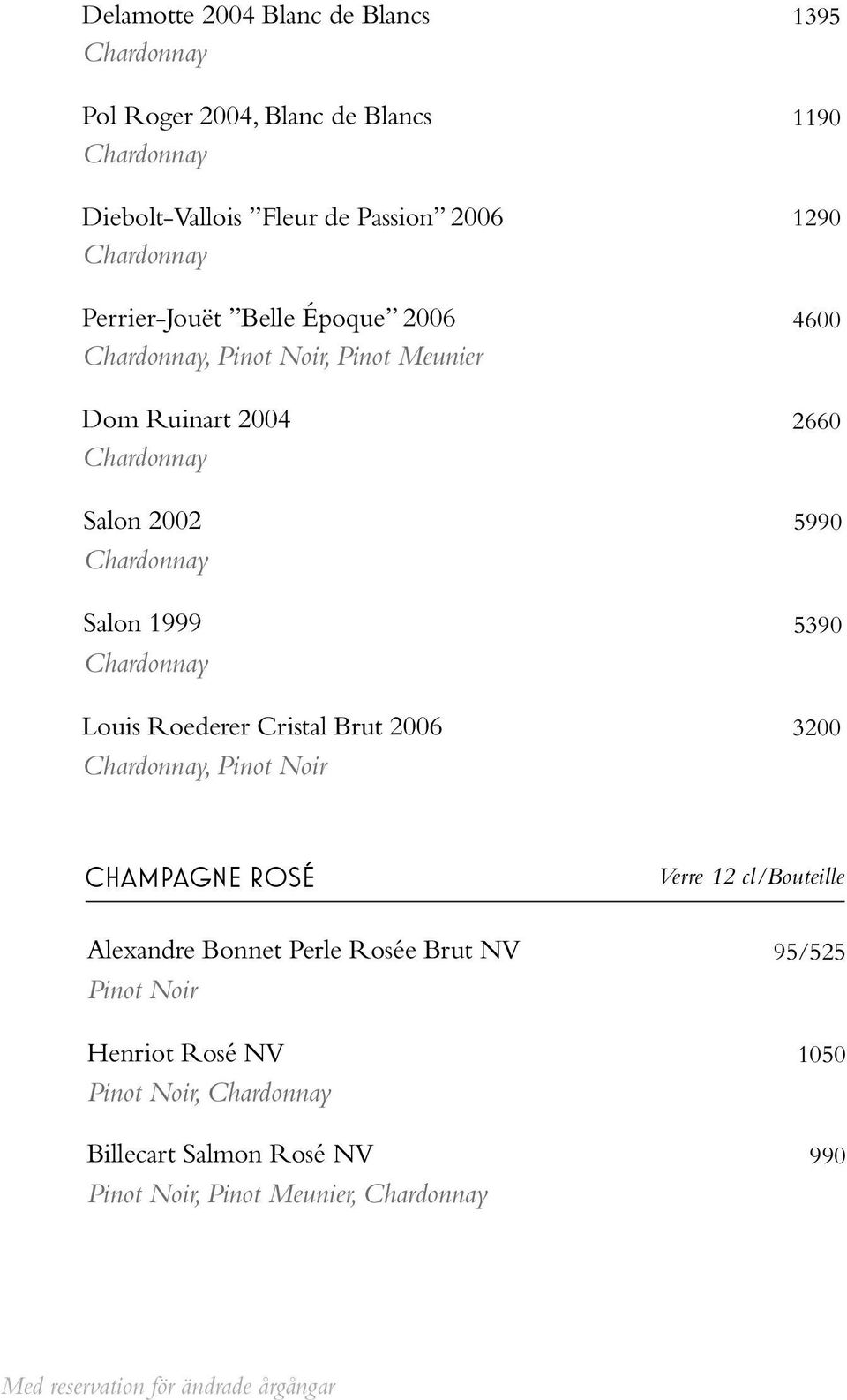 2006, Pinot Noir 1395 1190 1290 4600 2660 5990 5390 3200 CHAMPAGNE ROSÉ Alexandre Bonnet Perle Rosée Brut NV Pinot