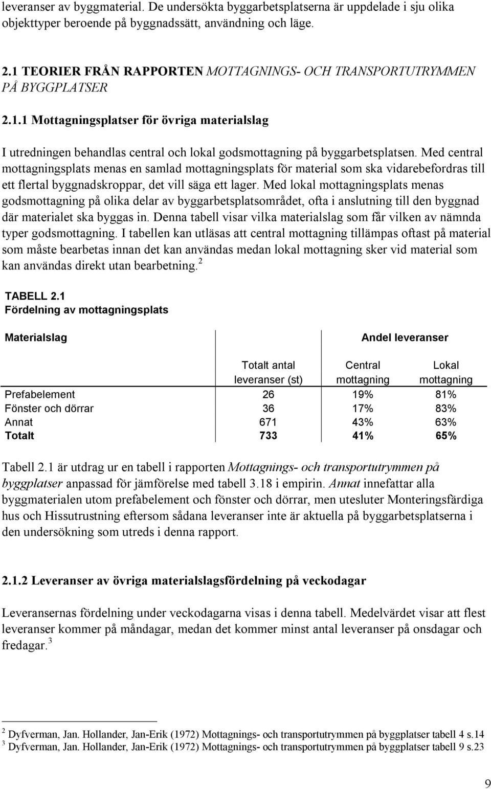 Med central mottagningsplats menas en samlad mottagningsplats för material som ska vidarebefordras till ett flertal byggnadskroppar, det vill säga ett lager.