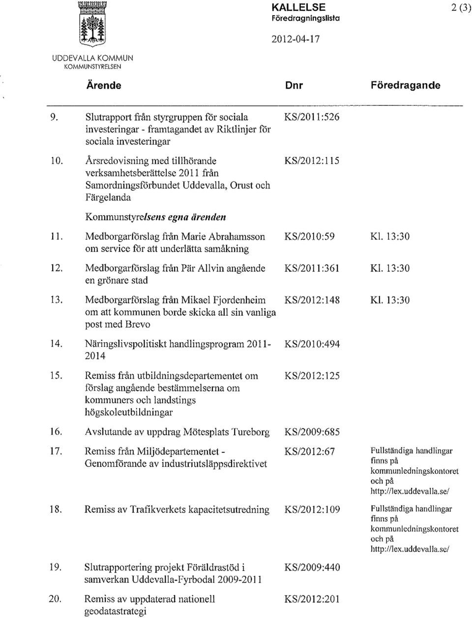 Årsredovisning med tillhörande KS/2012:115 verksamhetsberättelse 2011 från Samordningsförbundet Uddevalla, Orust och Pärgelanda Kommunstyrelsens egna ärenden 11.