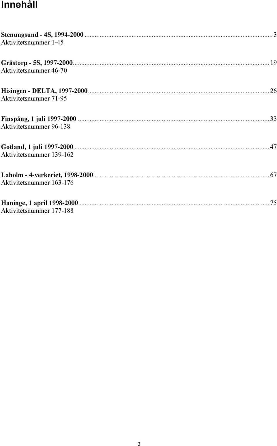 ..26 Aktivitetsnummer 71-95 Finspång, 1 juli 1997-2000.