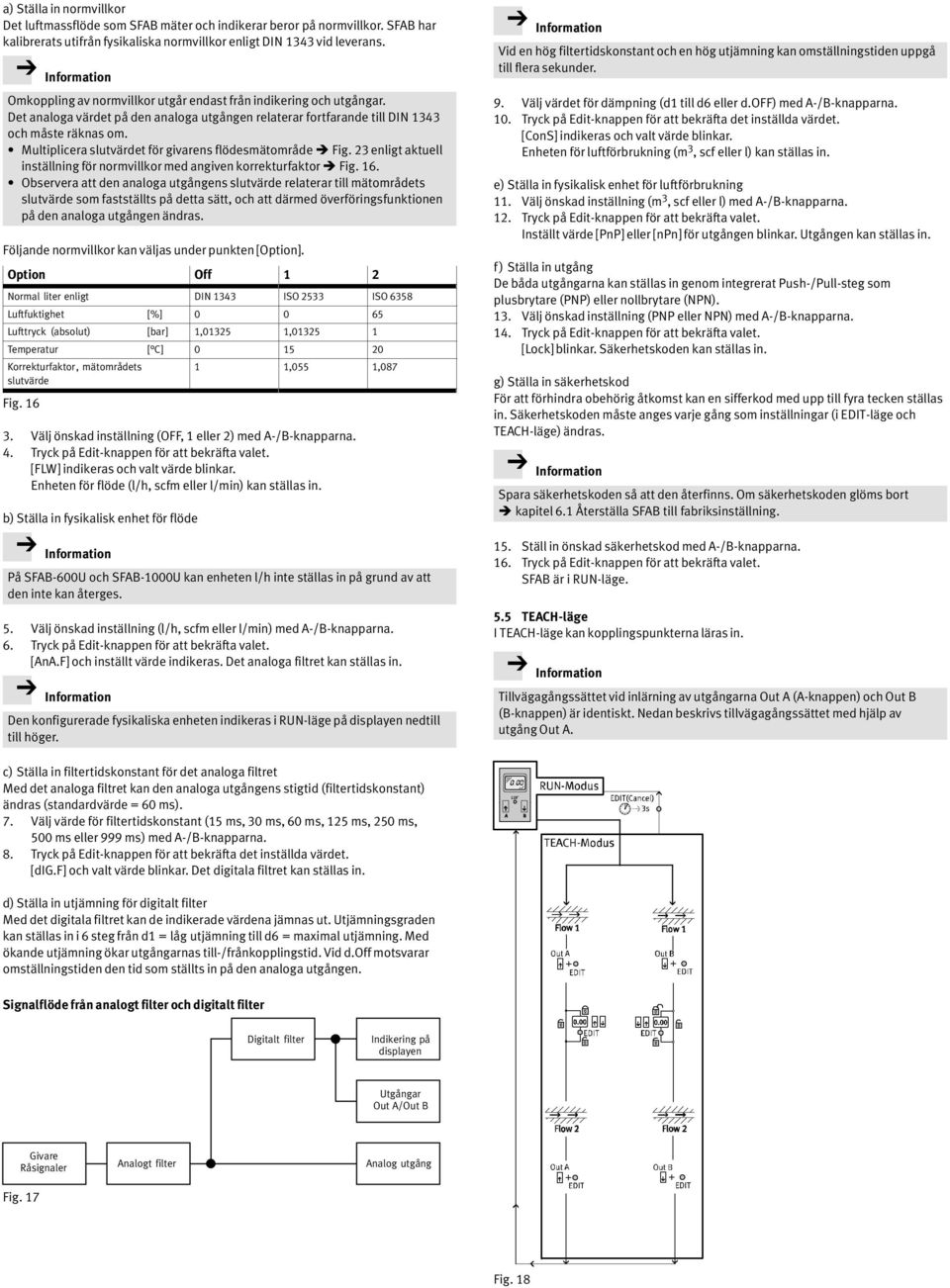 Multiplicera slutvärdet för givarens flödesmätområde è Fig. 23 enligt aktuell inställning för normvillkor med angiven korrekturfaktor è Fig. 6.