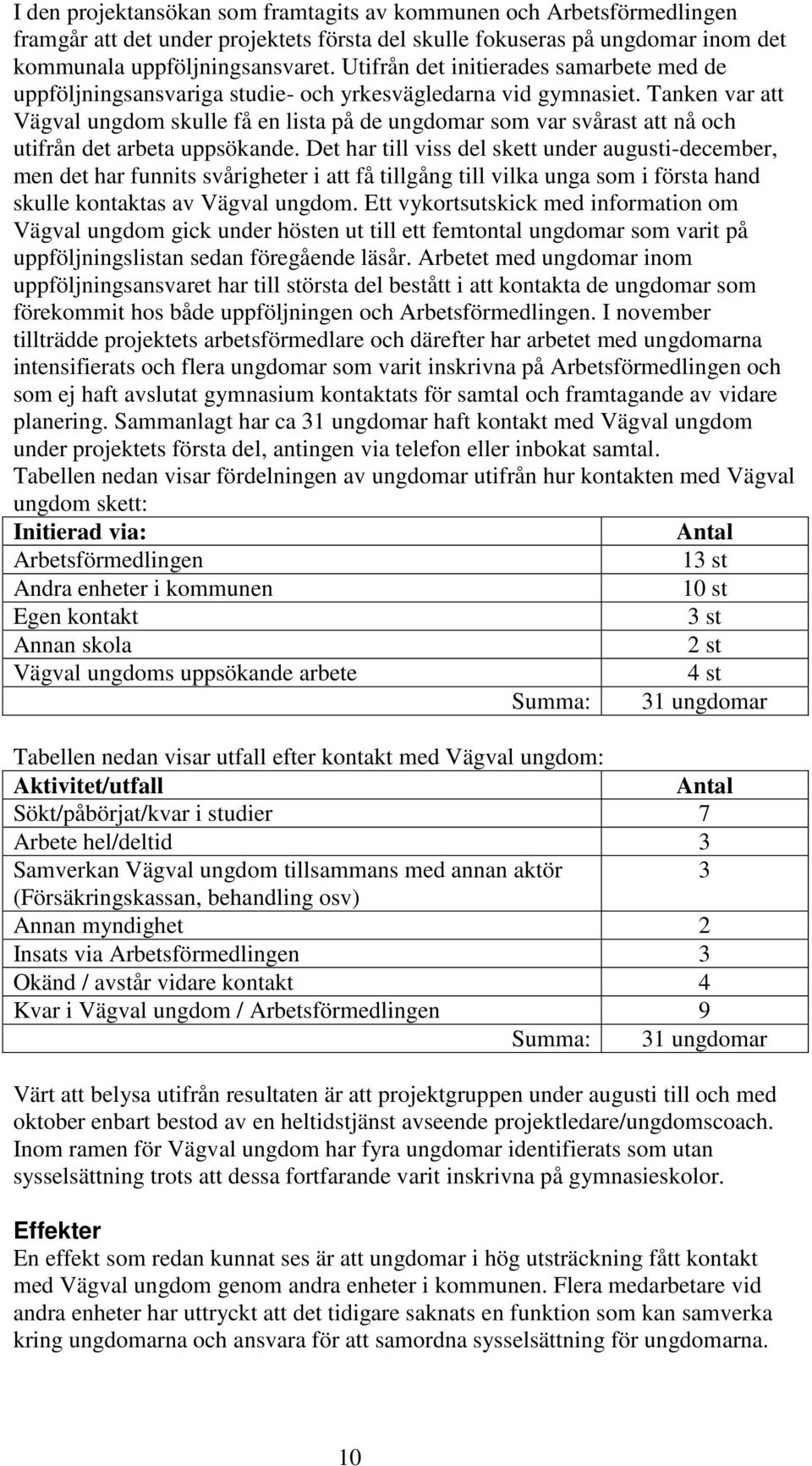 Tanken var att Vägval ungdom skulle få en lista på de ungdomar som var svårast att nå och utifrån det arbeta uppsökande.