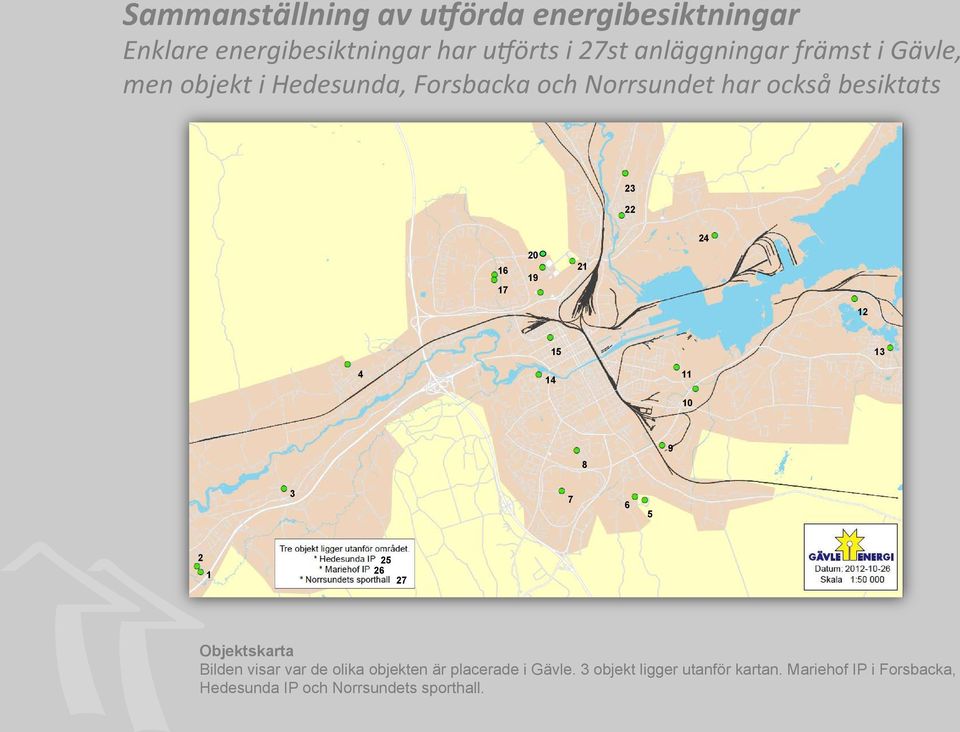 21 12 15 13 4 14 11 10 8 9 3 7 6 5 2 1 25 26 27 Objektskarta Bilden visar var de olika objekten är