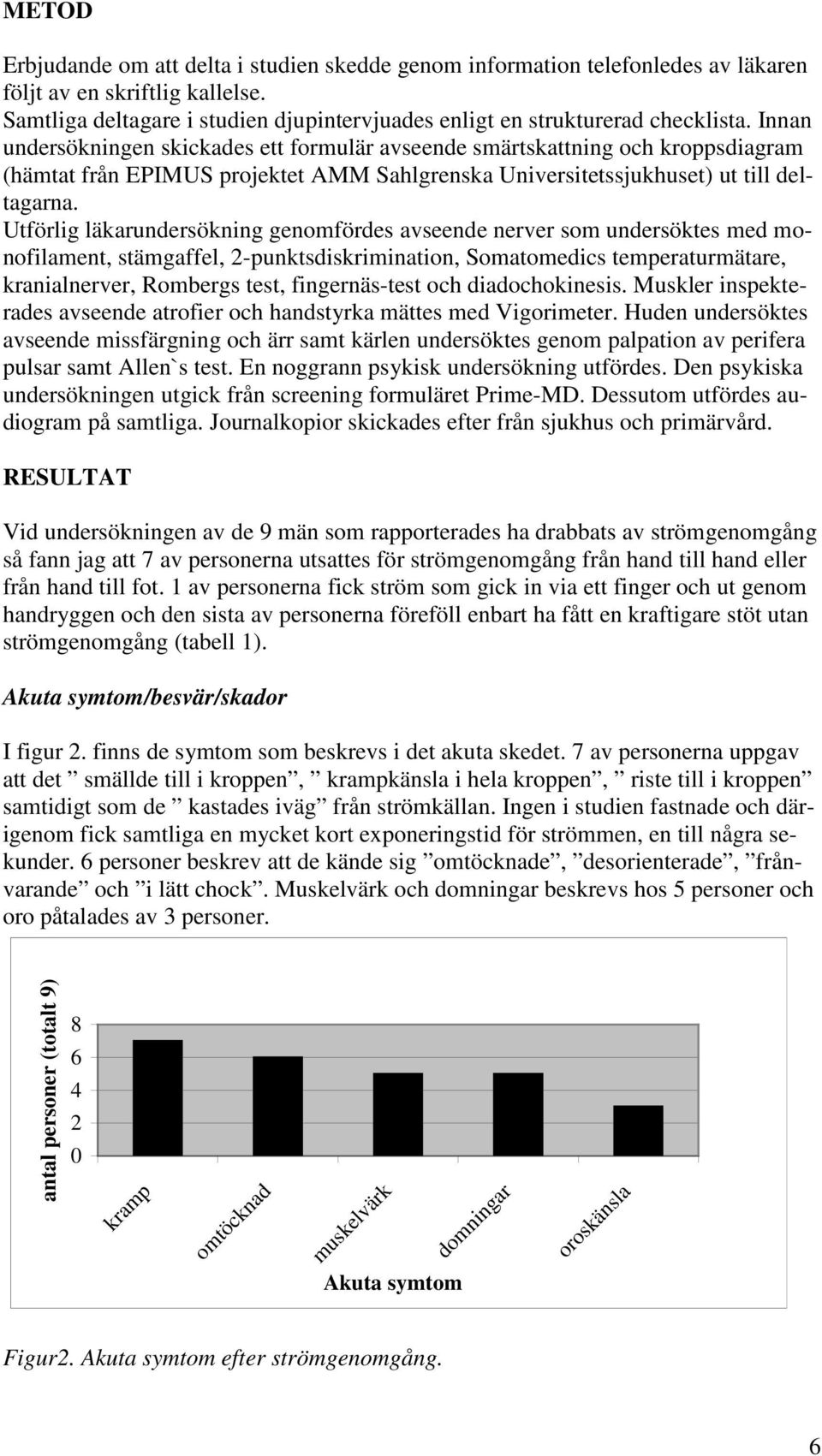 Innan undersökningen skickades ett formulär avseende smärtskattning och kroppsdiagram (hämtat från EPIMUS projektet AMM Sahlgrenska Universitetssjukhuset) ut till deltagarna.