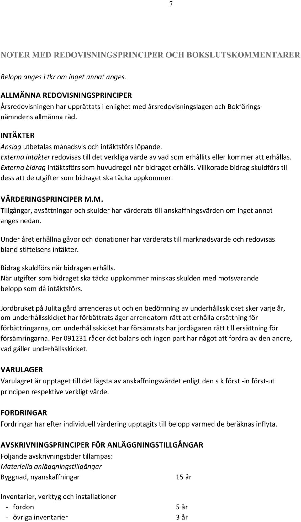 Externa intäkter redovisas till det verkliga värde av vad som erhållits eller kommer att erhållas. Externa bidrag intäktsförs som huvudregel när bidraget erhålls.