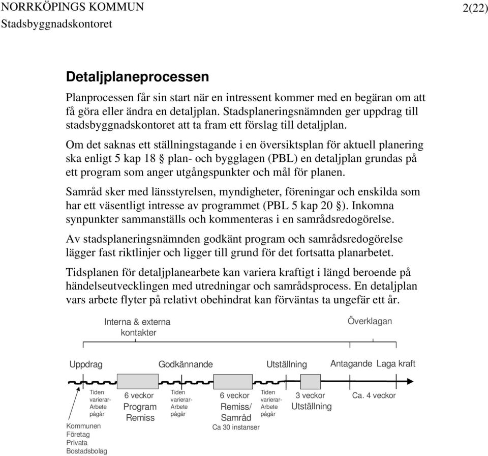 Om det saknas ett ställningstagande i en översiktsplan för aktuell planering ska enligt 5 kap 18 plan- och bygglagen (PBL) en detaljplan grundas på ett program som anger utgångspunkter och mål för