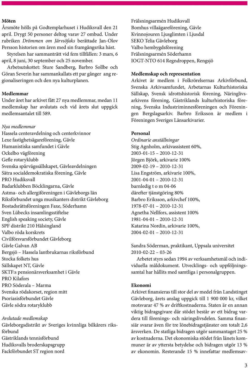 Styrelsen har sammanträtt vid fem tillfällen: 3 mars, 6 april, 8 juni, 30 september och 25 november.