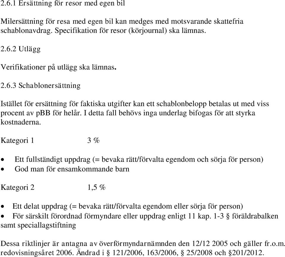 I detta fall behövs inga underlag bifogas för att styrka kostnaderna.