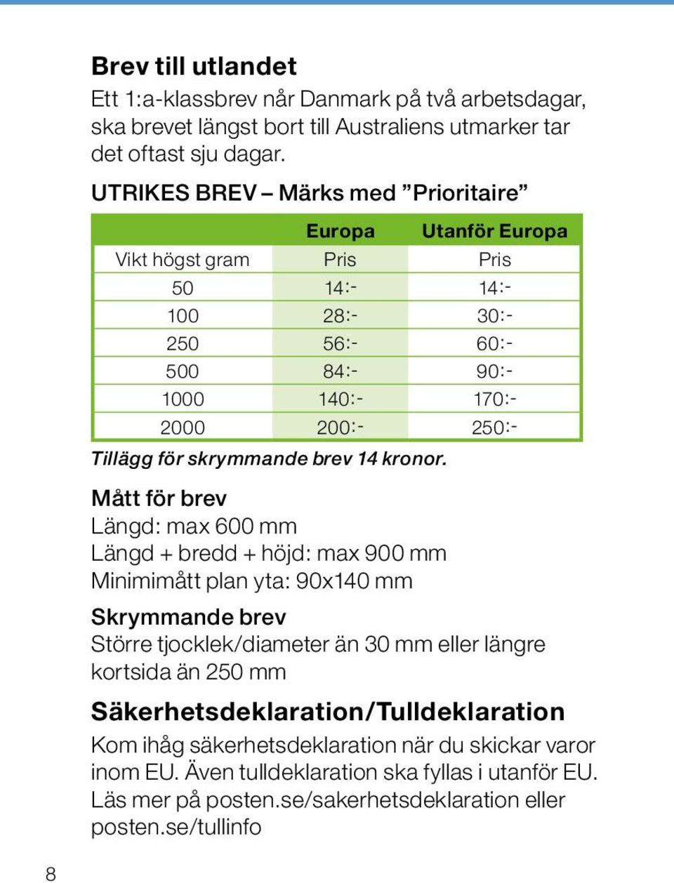 skrymmande brev 14 kronor.