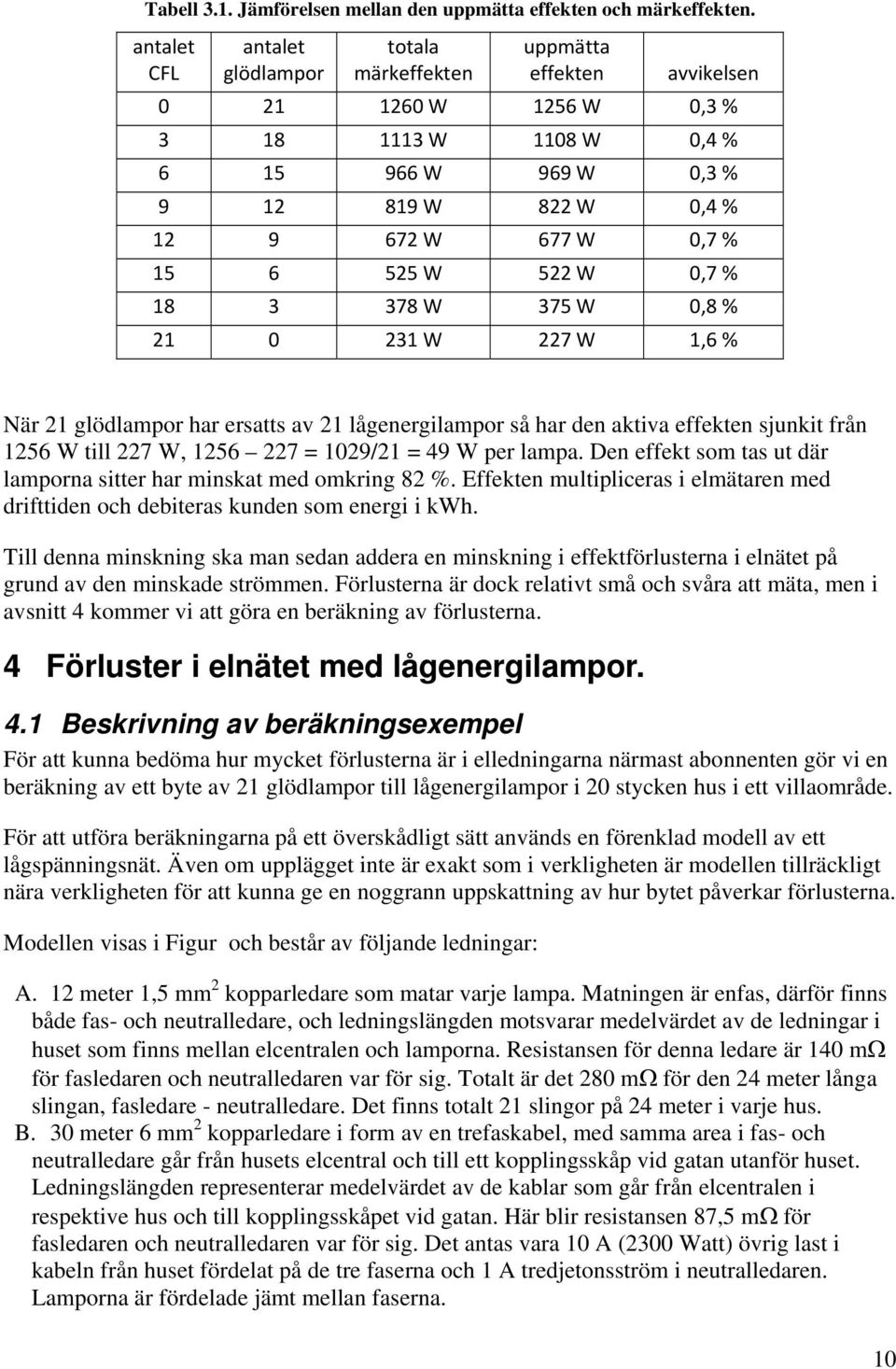 W 5 W 0,7 % 18 3 378 W 375 W 0,8 % 1 0 31 W 7 W 1,6 % När 1 glödlampor har ersatts av 1 lågenergilampor så har den aktiva effekten sjunkit från 156 W till 7 W, 156 7 = 109/1 = 49 W per lampa.