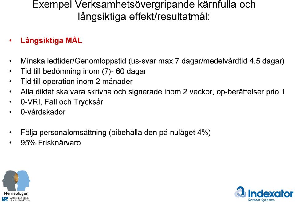 5 dagar) Tid till bedömning inom (7)- 60 dagar Tid till operation inom 2 månader Alla diktat ska vara