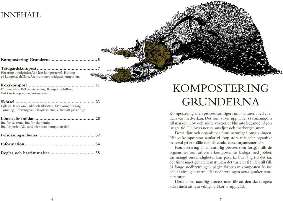 .. 23 Fylla på, Röra om, Lukt och lakvatten, Efterkompostering, Tömning, Eftermognad, Tillsynsschema, Vilket sätt passar dig? Lönen för mödan.