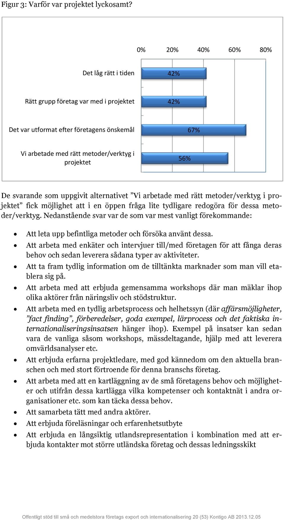 som uppgivit alternativet Vi arbetade med rätt metoder/verktyg i projektet fick möjlighet att i en öppen fråga lite tydligare redogöra för dessa metoder/verktyg.