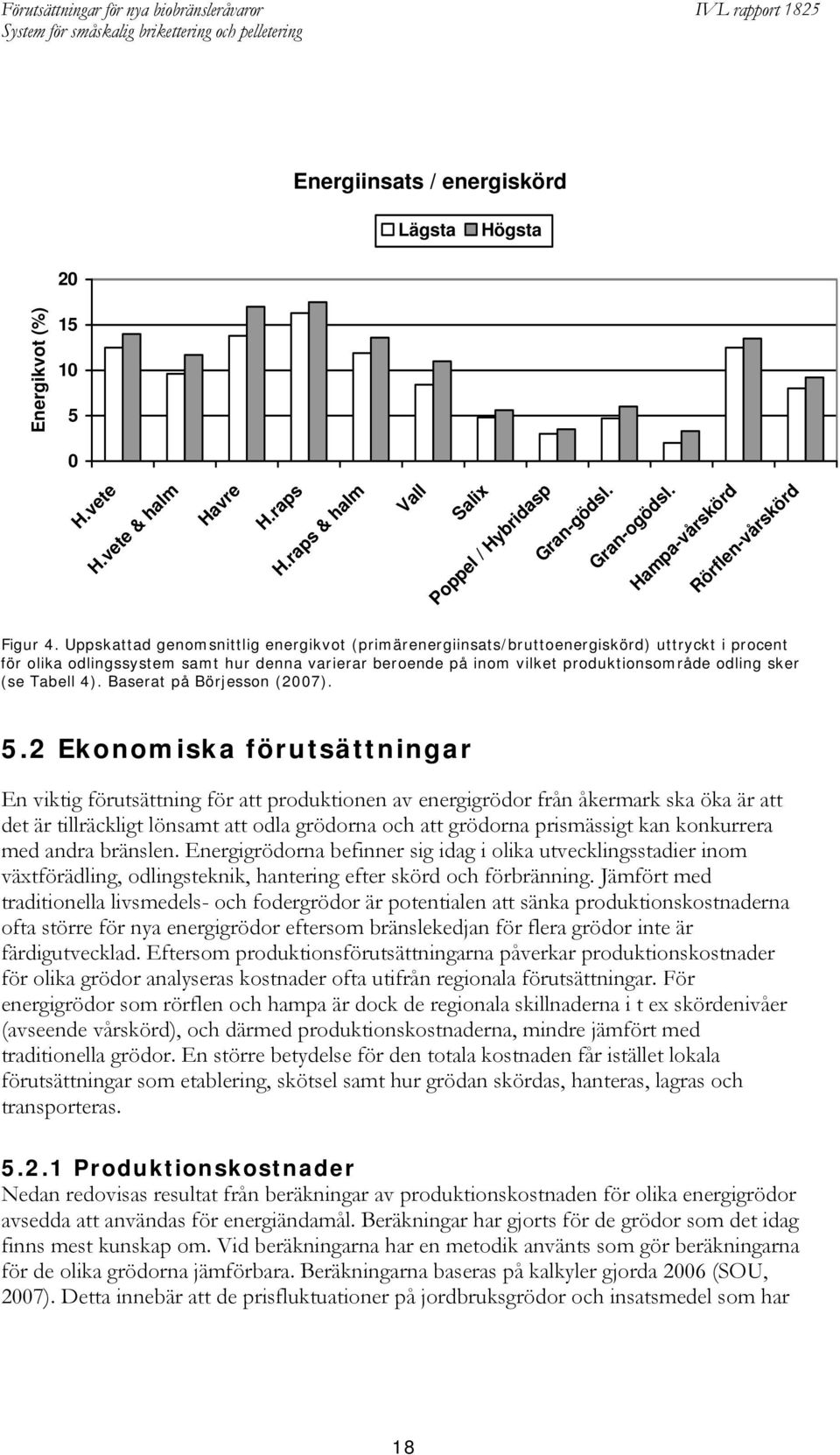 Uppskattad genomsnittlig energikvot (primärenergiinsats/bruttoenergiskörd) uttryckt i procent för olika odlingssystem samt hur denna varierar beroende på inom vilket produktionsområde odling sker (se