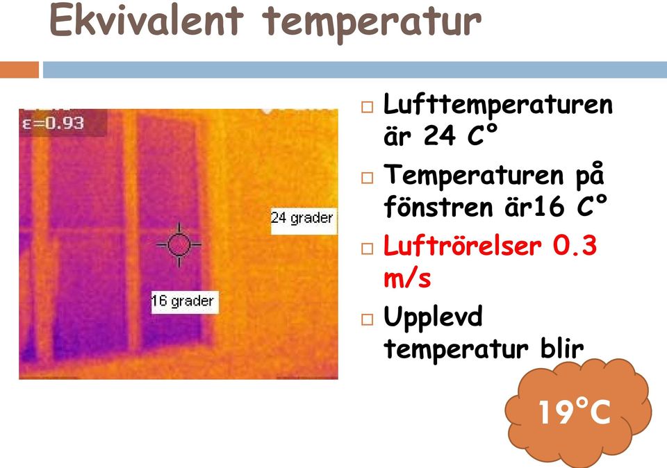 Temperaturen på fönstren är16 C