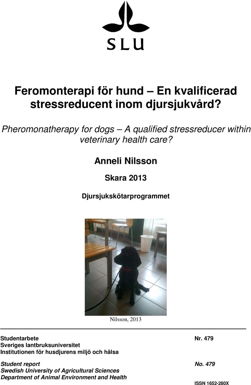 Anneli Nilsson Skara 2013 Djursjukskötarprogrammet Nilsson, 2013 Studentarbete Nr.