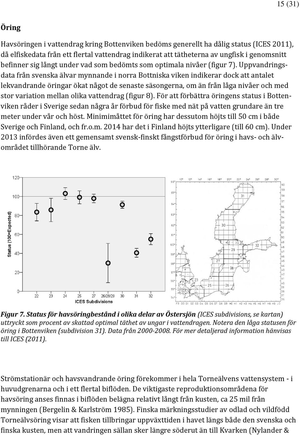 Uppvandringsdata från svenska älvar mynnande i norra Bottniska viken indikerar dock att antalet lekvandrande öringar ökat något de senaste säsongerna, om än från låga nivåer och med stor variation
