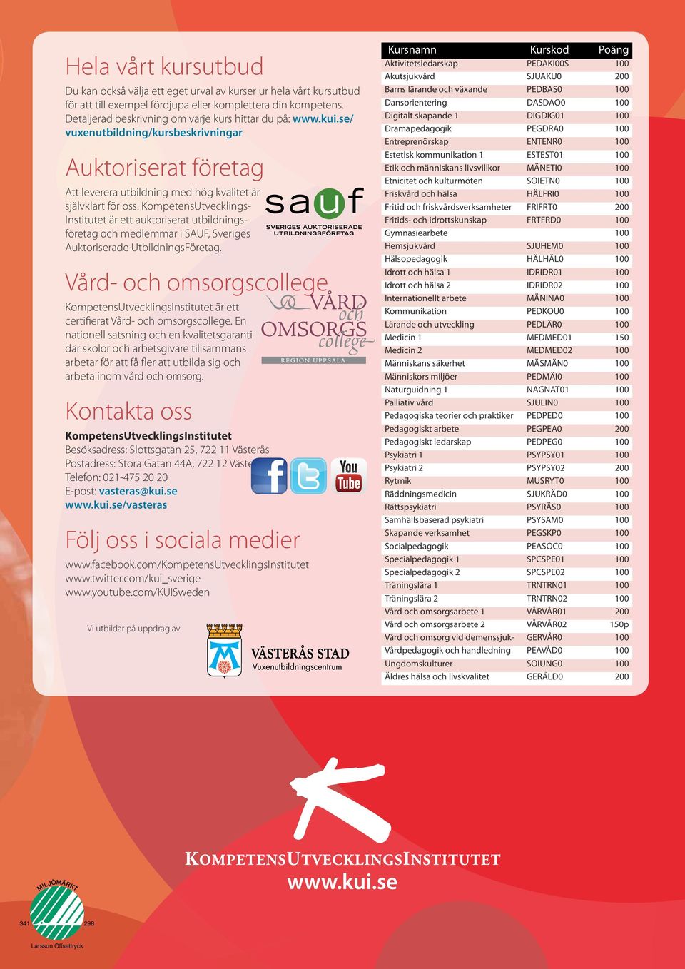 KompetensUtvecklingsInstitutet är ett auktoriserat utbildningsföretag och medlemmar i SAUF, Sveriges Auktoriserade UtbildningsFöretag.