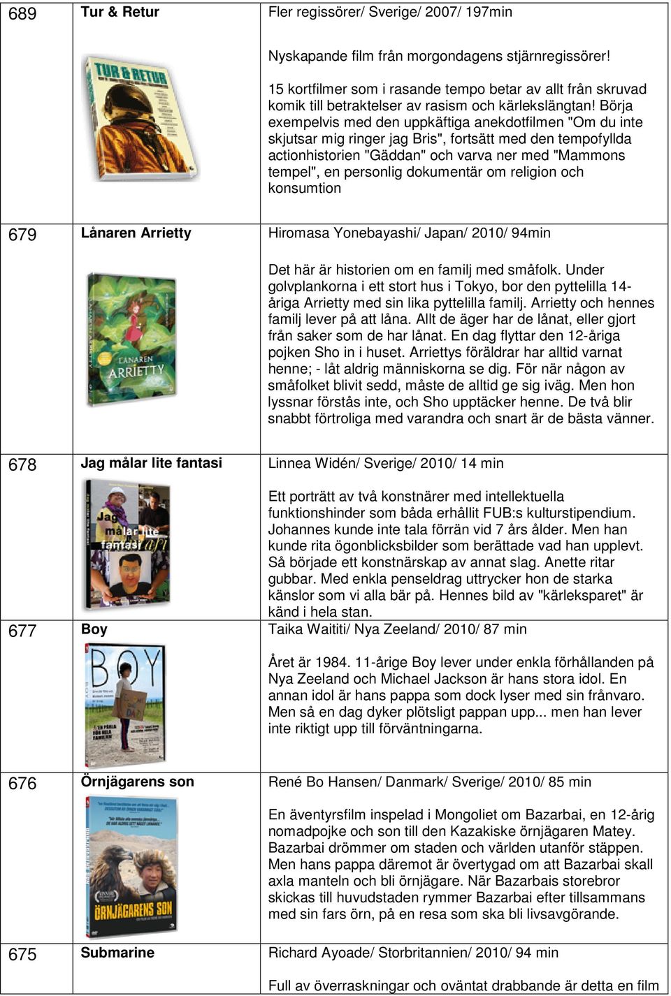 Börja exempelvis med den uppkäftiga anekdotfilmen "Om du inte skjutsar mig ringer jag Bris", fortsätt med den tempofyllda actionhistorien "Gäddan" och varva ner med "Mammons tempel", en personlig