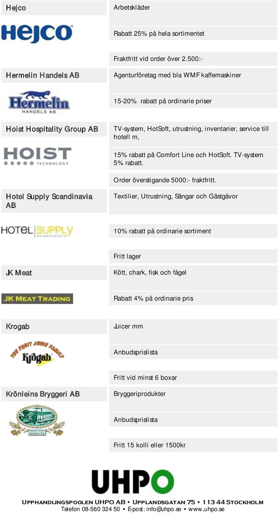 inventarier, service till hotell m, 15% rabatt på Comfort Line och HotSoft. TV-system 5% rabatt. Order överstigande 5000:- fraktfritt.