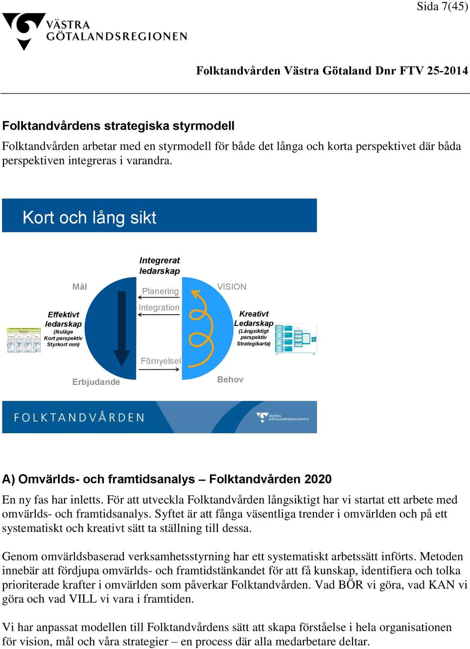 perspektiv Strategikarta) A) Omvärlds- och framtidsanalys Folktandvården 2020 En ny fas har inletts.