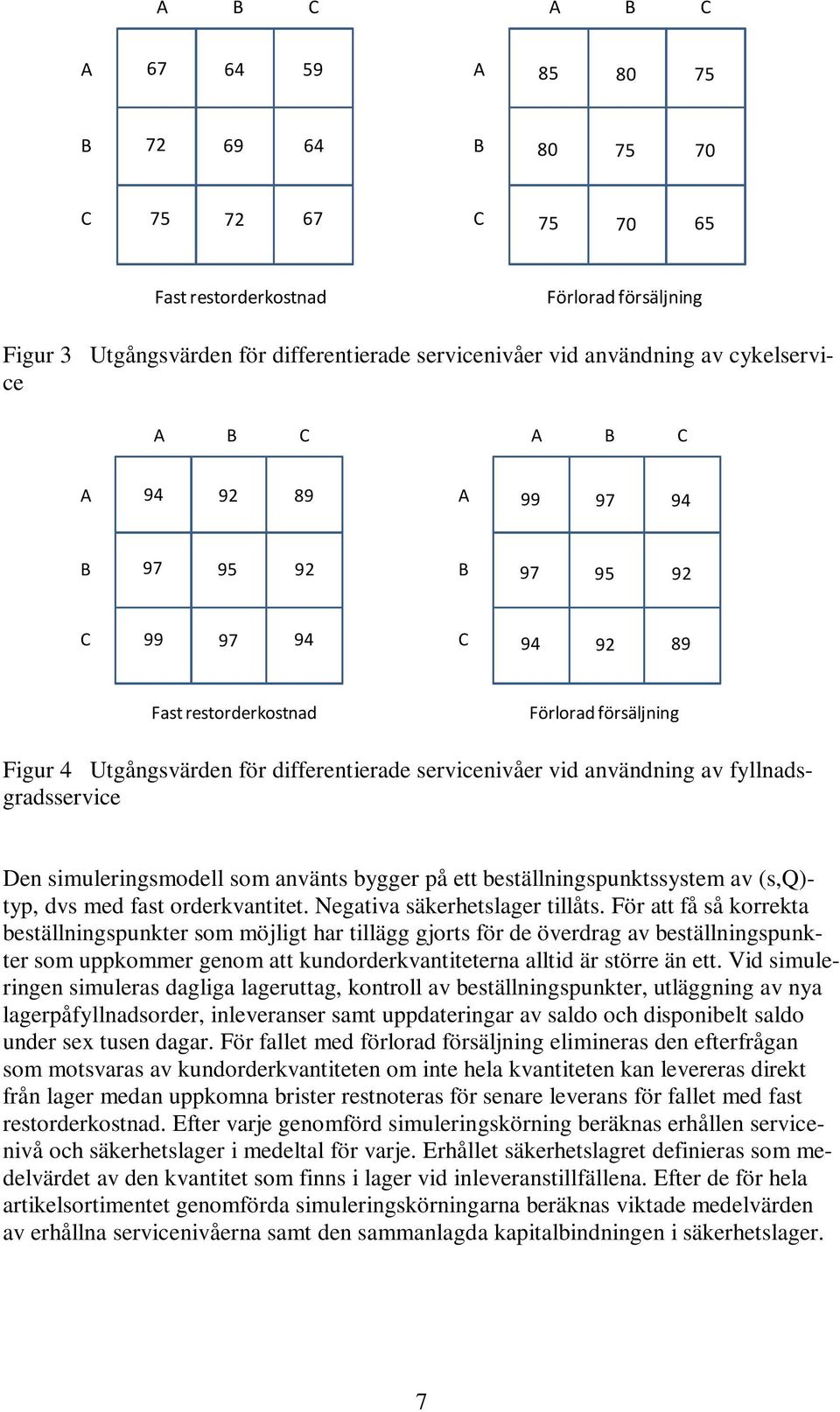 fyllnadsgradsservice Den simuleringsmodell som använts bygger på ett beställningspunktssystem av (s,q)- typ, dvs med fast orderkvantitet. Negativa säkerhetslager tillåts.