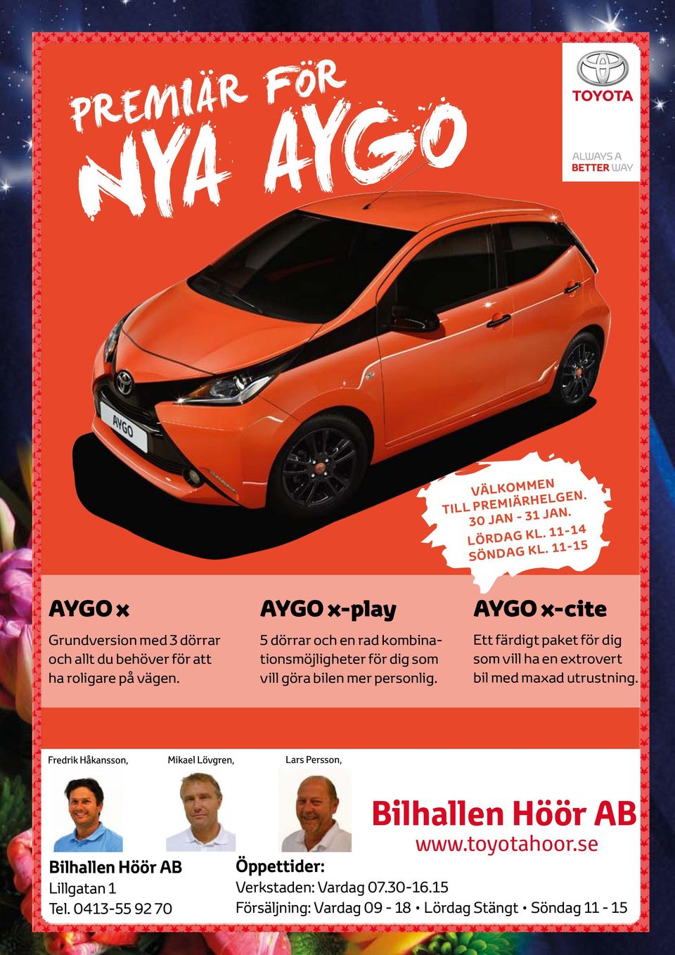 AYGO x-play 5 dörrar och en rad kombinationsmöjligheter för dig som vill göra bilen mer personlig.