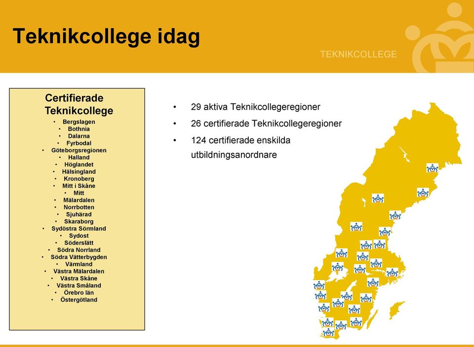 Söderslätt Södra Norrland Södra Vätterbygden Värmland Västra Mälardalen Västra Skåne Västra Småland Örebro län