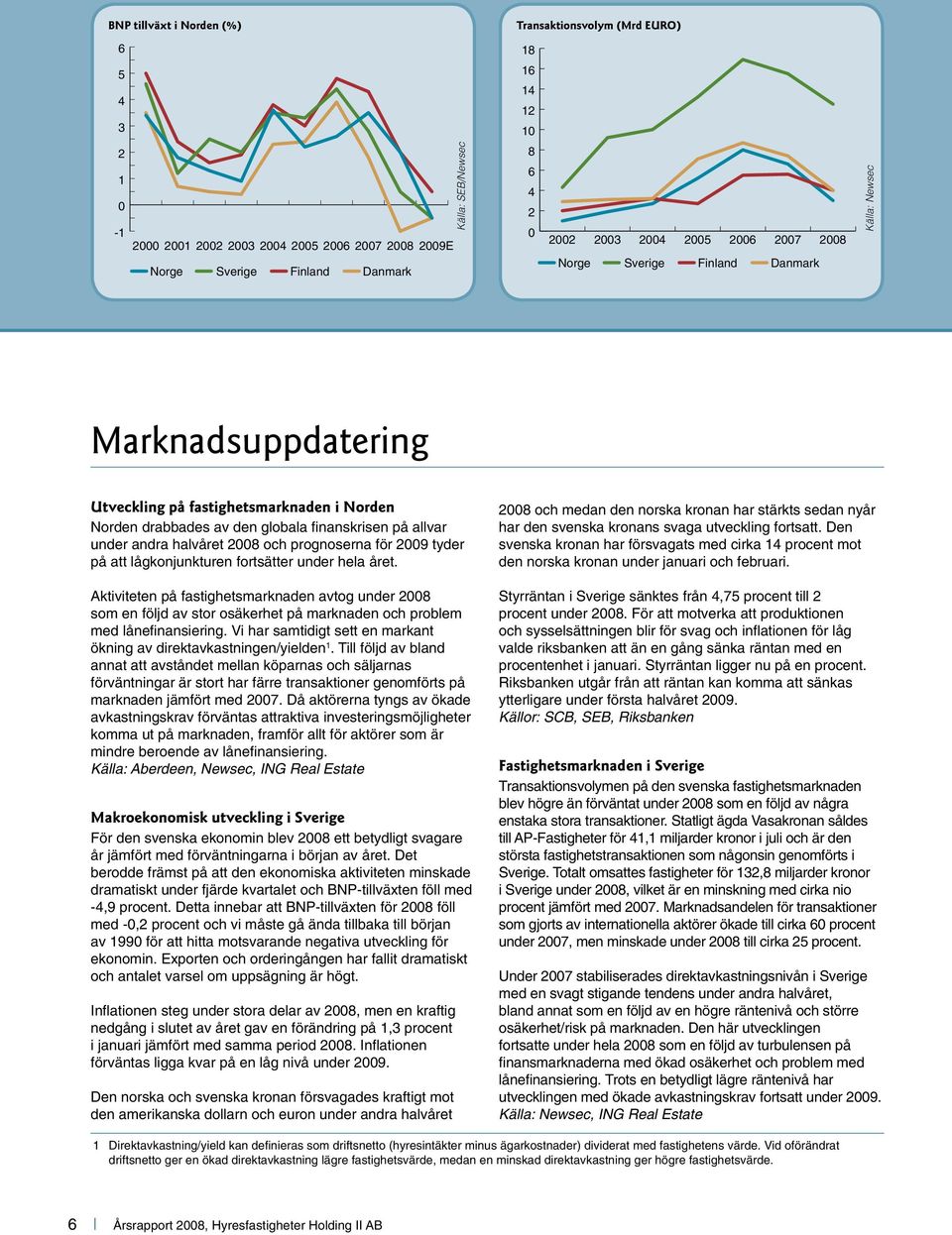 andra halvåret 2008 och prognoserna för 2009 tyder på att lågkonjunkturen fortsätter under hela året.