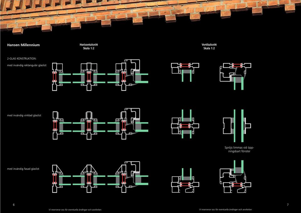 limmas vid öppningsbart fönster med invändig fasad glaslist 6 7 Vi reserverar oss