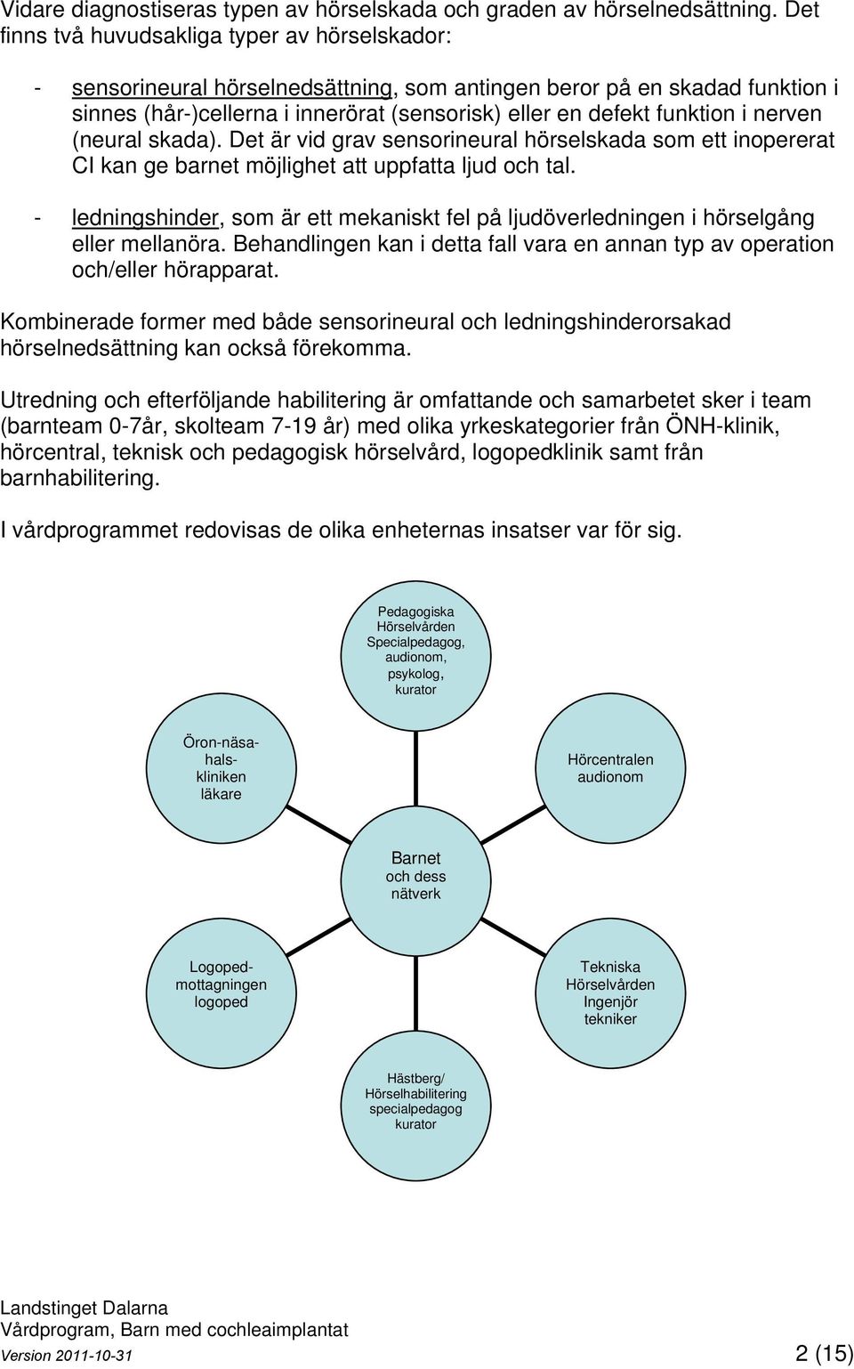 i nerven (neural skada). Det är vid grav sensorineural hörselskada som ett inopererat CI kan ge barnet möjlighet att uppfatta ljud och tal.