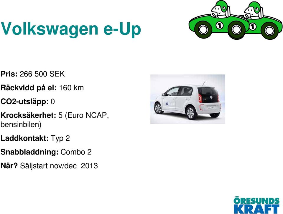 (Euro NCAP, bensinbilen) Laddkontakt: Typ 2