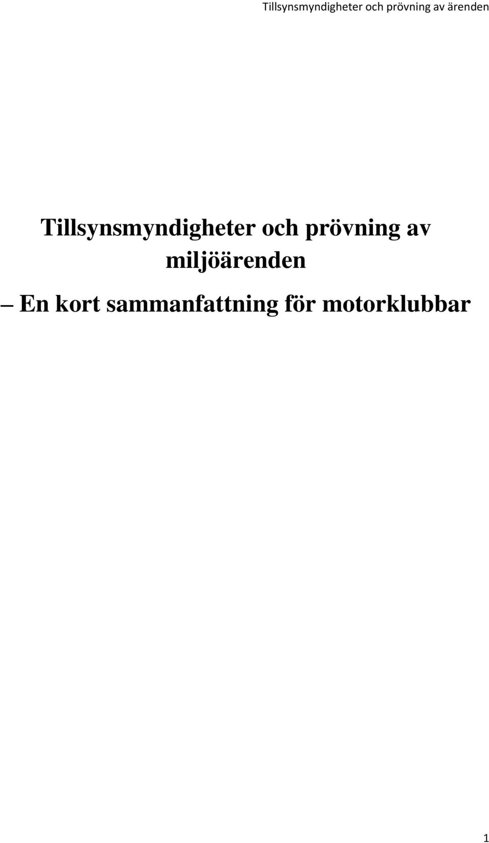 miljöärenden En kort