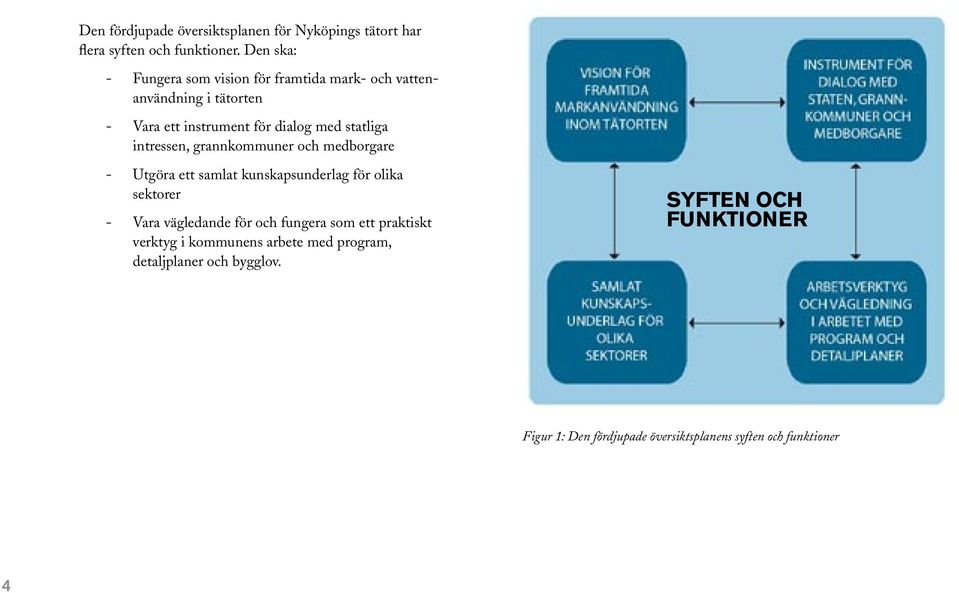intressen, grannkommuner och medborgare - Utgöra ett samlat kunskapsunderlag för olika sektorer - Vara vägledande för och