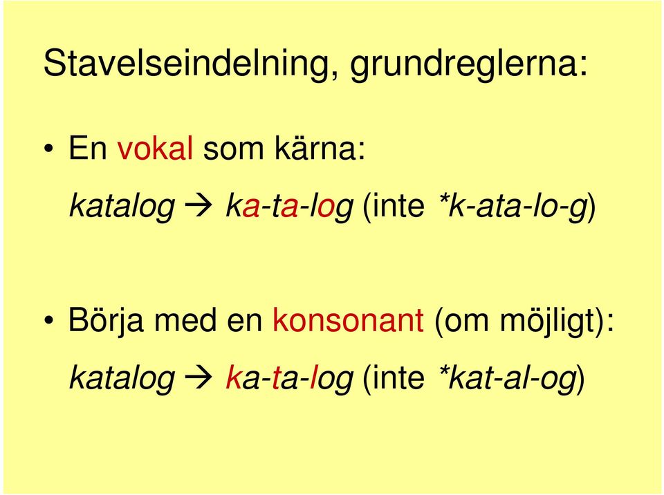 *k-ata-lo-g) Börja med en konsonant (om