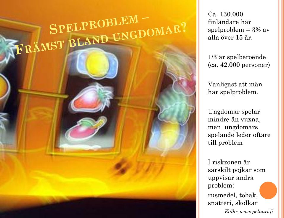 Ungdomar spelar mindre än vuxna, men ungdomars spelande leder oftare till problem I