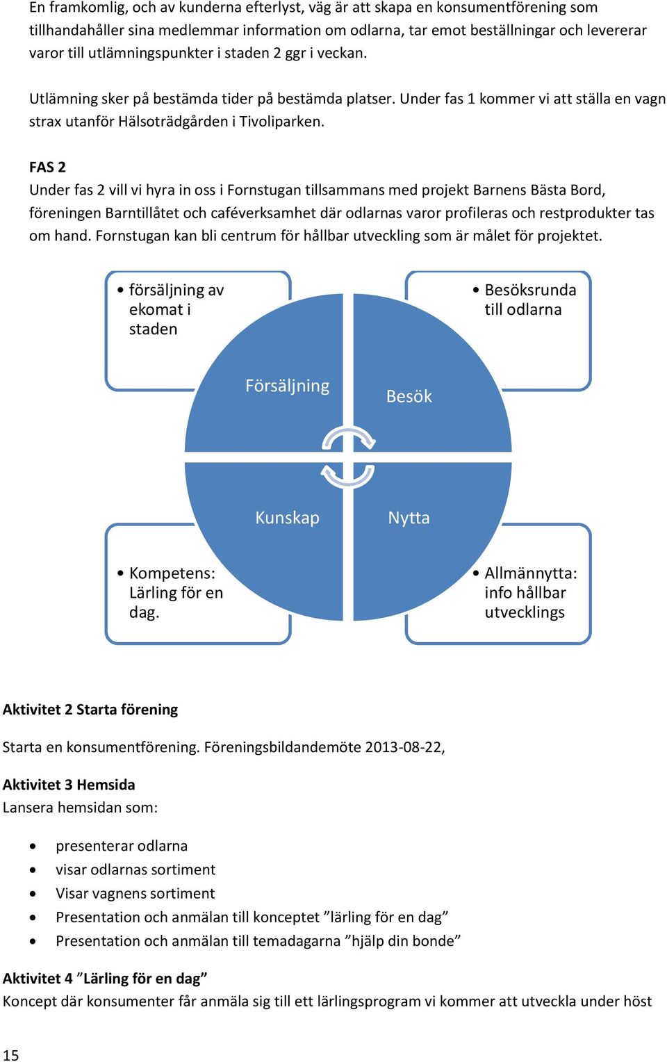 FAS 2 Under fas 2 vill vi hyra in oss i Fornstugan tillsammans med projekt Barnens Bästa Bord, föreningen Barntillåtet och caféverksamhet där odlarnas varor profileras och restprodukter tas om hand.