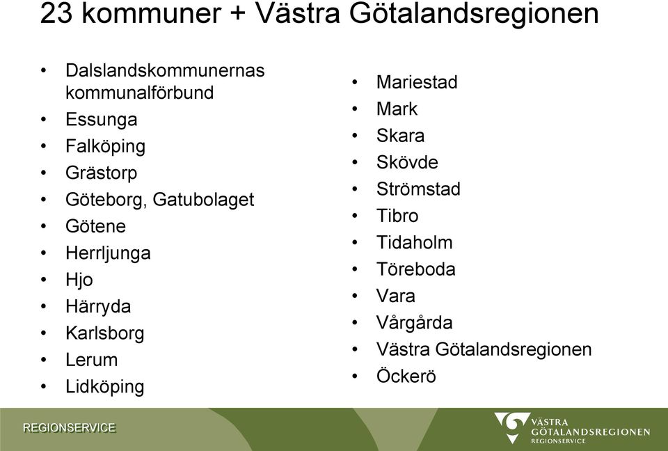 Herrljunga Hjo Härryda Karlsborg Lerum Lidköping Mariestad Mark Skara